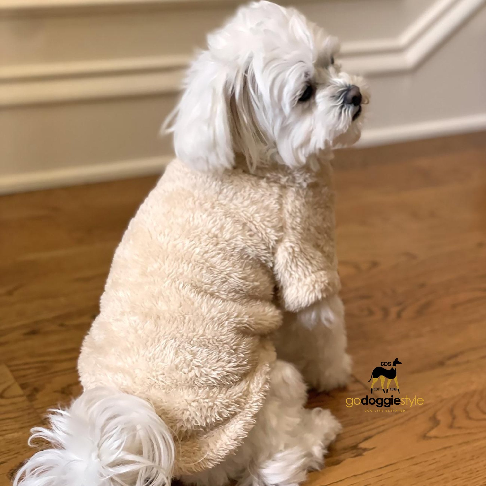 Super Soft Plush Lightweight Pullover Dog Sweater - Cream - Warm Soft Dog Shirt Sweater - Thick Dog Sweater - Size XS to 4XL - godoggiestyle
