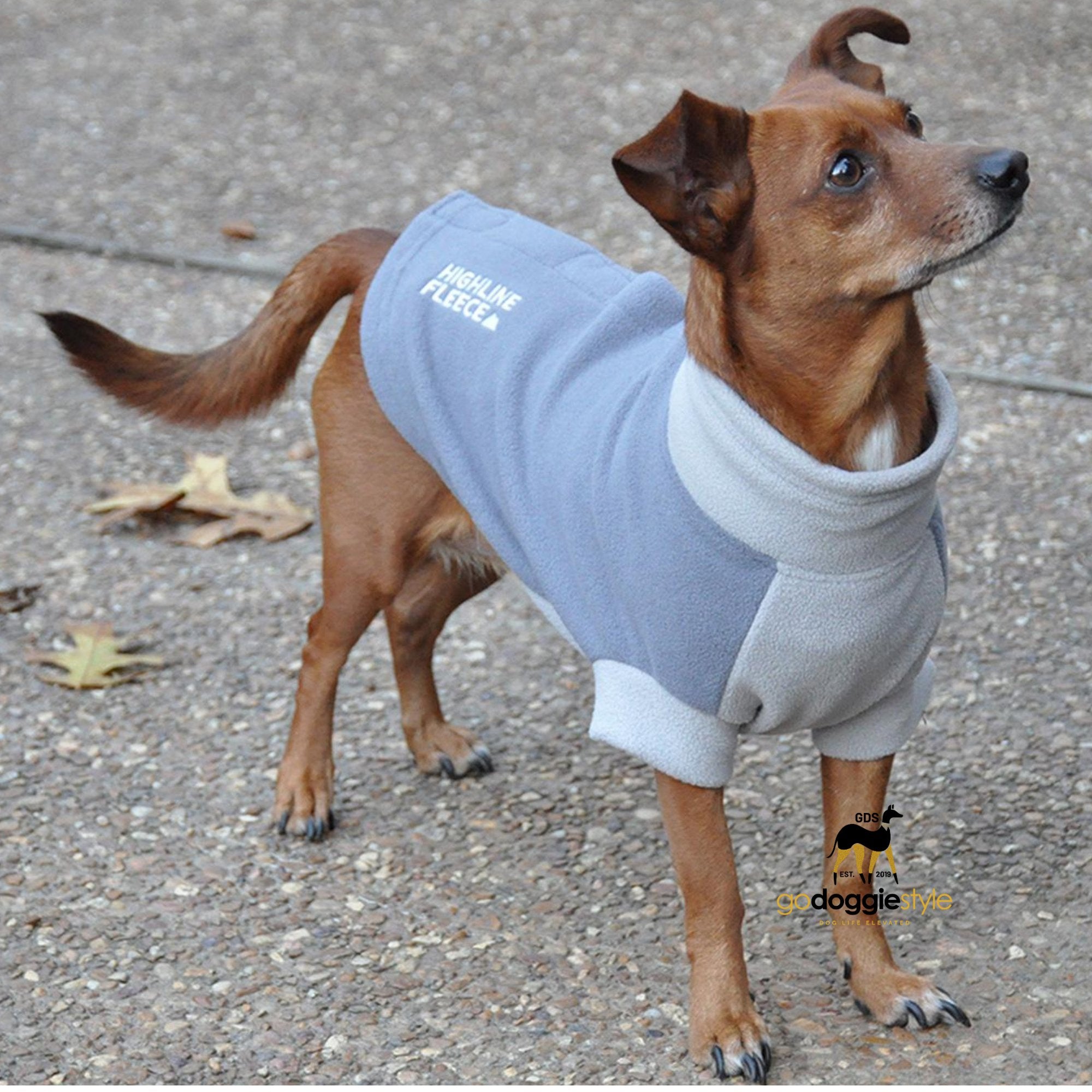 Thick Fleece Dog Coat - Two Tone Gray - Step In Dog Jacket - Warm Dog Fleece - Fall Winter Dog Coat - Fits 3 to 150 lbs - godoggiestyle