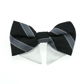 Universal Dog Bow Tie-Black and Silver Stripe