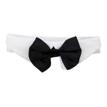 White Collar with Black Satin Bow Tie - godoggiestyle